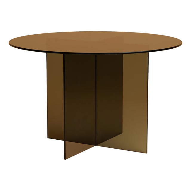 Round Dining Table in Bronzed Glass by Lebanto For Sale