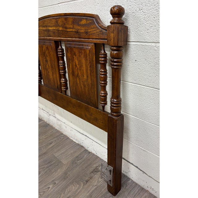 Mid 20th Century Vintage King Size Oak Panel and Spindle Headboard For Sale - Image 5 of 8