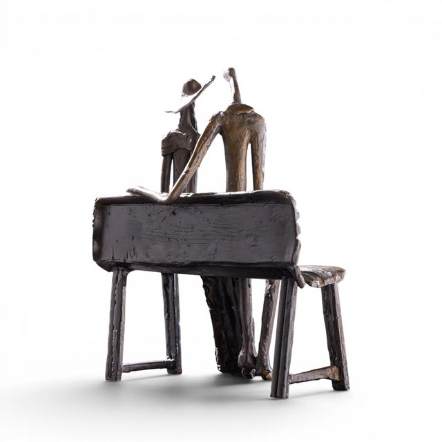 Metal Ruth Bloch Signed Couple on Bench Bronze Israeli Sculpture For Sale - Image 7 of 10