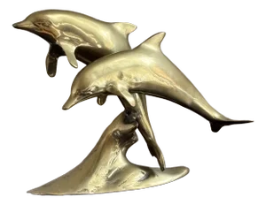 1960s Brass Dolphins Sculpture