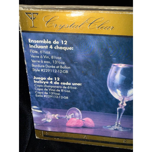 1980s Bohemian Crystal With 24k Gold Trim Stemware Set - Set of 13 For Sale - Image 11 of 12