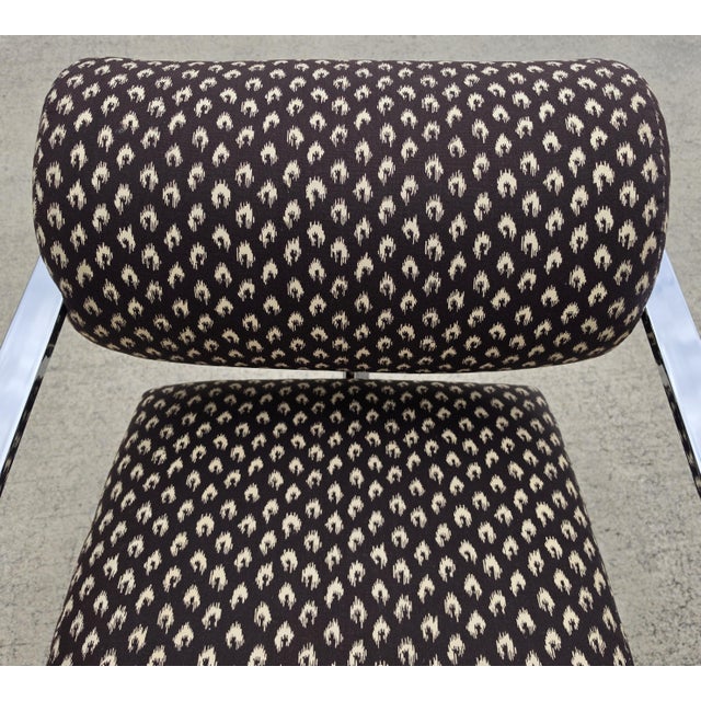 Milo Baughman for Thayer Coggin 1970s Postmodern Chrome Cantilever Armchairs Pair For Sale - Image 11 of 18