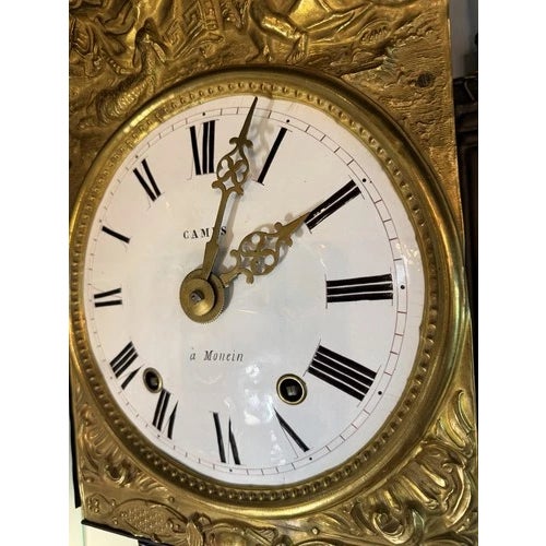 Antique Brass Wall Mount Comtoise Clock Marked Camps a Monein For Sale - Image 12 of 12