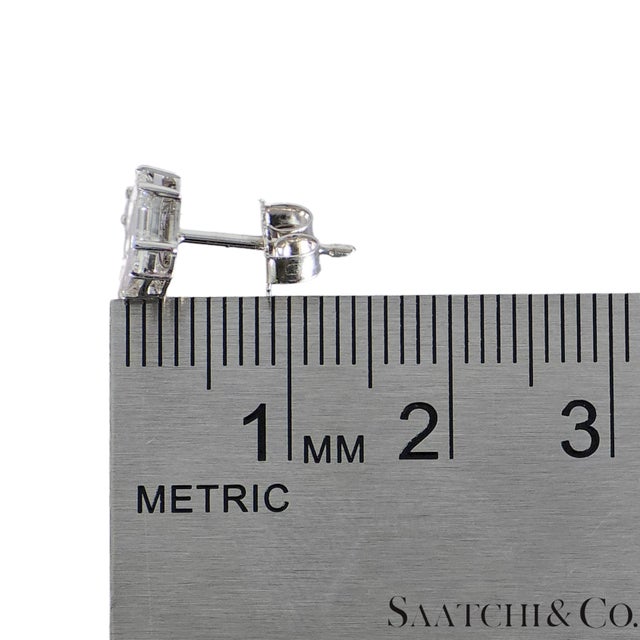 White 18k (750) White Gold Natural Diamond Illusion Setting Earrings- Set of 2 For Sale - Image 8 of 10