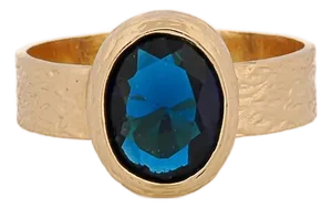 Cleopatra Blue Sapphire Gemstone Gold Adjustable Ring, Size 5