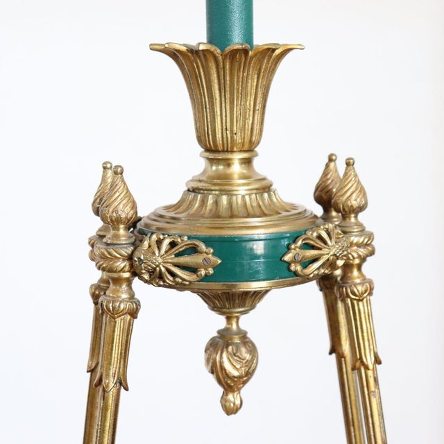 Chandelier in Gilded Bronze and Green Lacquered Metal For Sale - Image 9 of 18