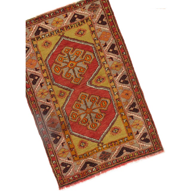 Textile Vintage Turkish Oushak Rug 3'7 X 4'7 For Sale - Image 7 of 8