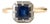 18k Gold Blue Sapphire Square Ring With Pinion Bezel Black Rhodium Size 7 For Sale