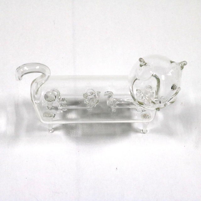 Vintage Glass Blown Cat With 2 Kittens Inside Figurine Art Glass For Sale - Image 9 of 13