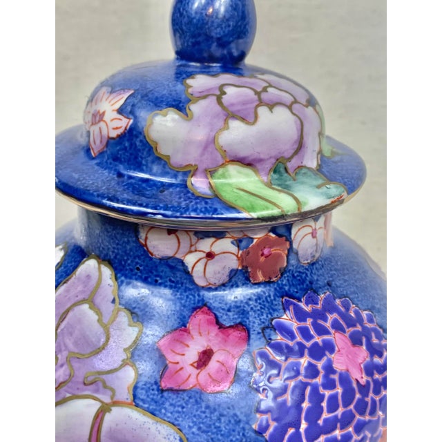 Blue Vintage Blue Floral Ginger Jar For Sale - Image 8 of 13