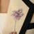 925 Silver Flower Brooch Pin With Moving Dangling Cz Diamond Charm For Sale - Image 6 of 14