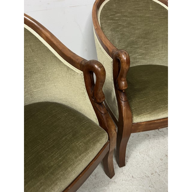 Traditional Gondola-Style Armchairs with Swan Necks, Set of 2 For Sale - Image 3 of 12