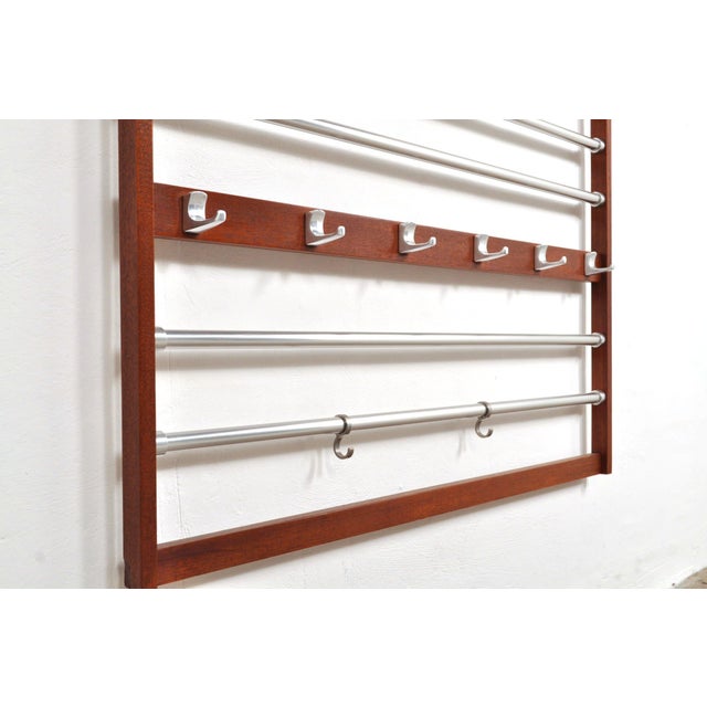 Brown Large Mid-Century Mahogany Wall Coat Rack, 1960s For Sale - Image 8 of 11