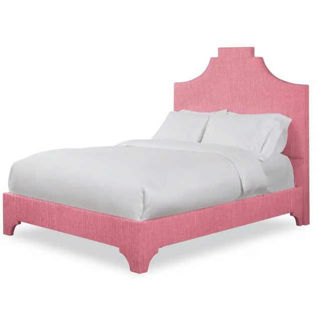 Modern Nadine Twin Bedframe, Rose Linen For Sale - Image 3 of 4