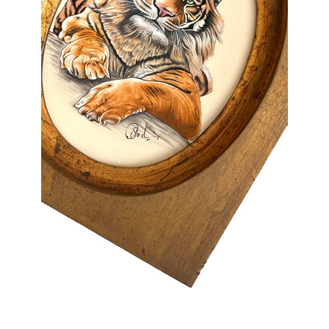 Not Yet Made - Made To Order Original Realist Tiger Painting in a Vintage Italian Giltwood Frame For Sale - Image 5 of 5