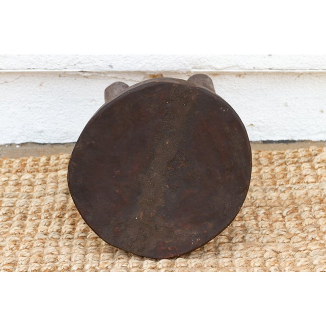 Earthy Hand-Hewn Wood Stool For Sale - Image 4 of 7