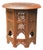 Antique Middle Eastern Circular Carved Table with Repetitive Brass Floral Patterns, 1890s For Sale