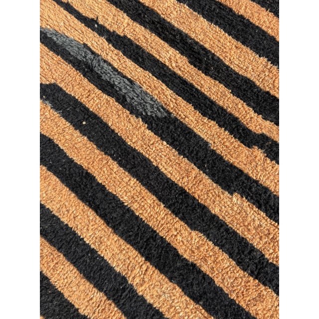 Black Moroccan Rug with Black and Orange Stripes, 1990s For Sale - Image 8 of 9