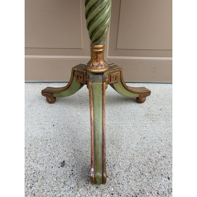 1920s Regency Green and Gold Painted Flip-Top Side Table With Lyre Motif For Sale - Image 4 of 11