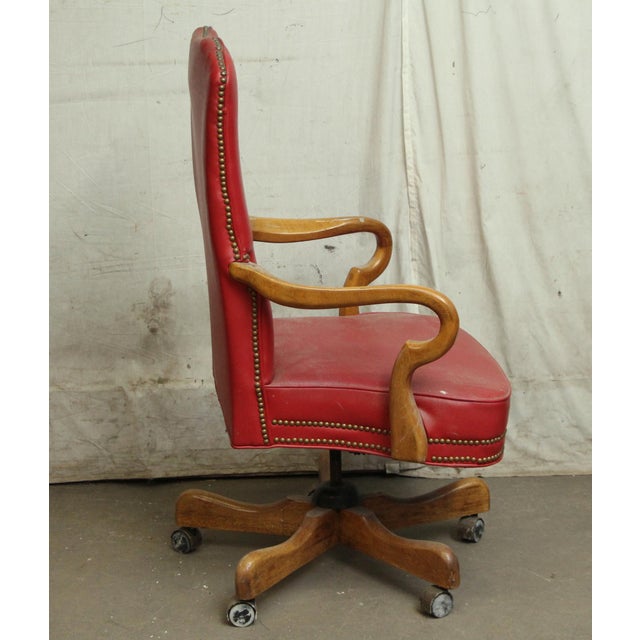 Red Mid 20th Century Fairfield Red Rolling Chair For Sale - Image 8 of 11