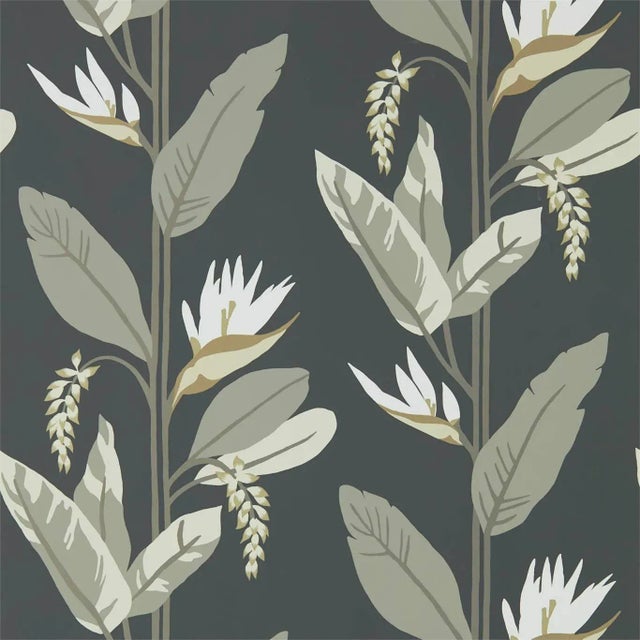 Harlequin Llenya Wallpaper in Jet/Stone/Gold - a Sample For Sale