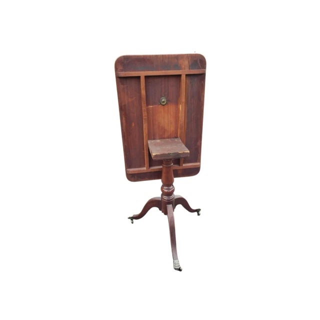 1930s Regency Mahogany Tilt-Top Tea Table With Brass Paw Feet on Wheels For Sale - Image 9 of 10