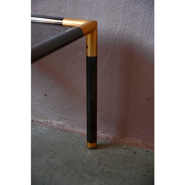 Italian Modern Side Table in Black and Gold Metal with Smoked Glass, 1970s For Sale - Image 12 of 14