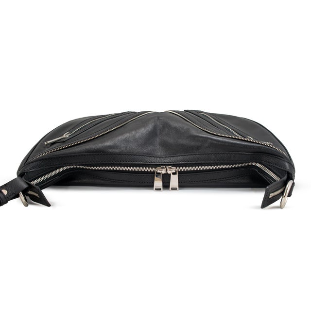 Versace Repeat Hobo Medium Black Leather Silver Hardware Shoulder Bag For Sale In Houston - Image 6 of 16