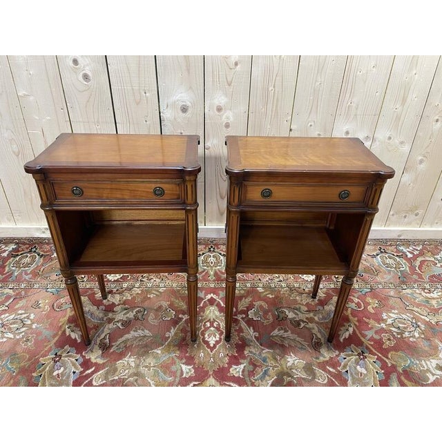 Louis XVI Style Bedside Tables in Cherrywood, Set of 2 For Sale - Image 6 of 7