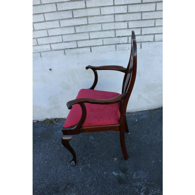 Mid 20th Century Queen Ann Mahogany Desk, Side Upholstered Armchair For Sale - Image 4 of 9