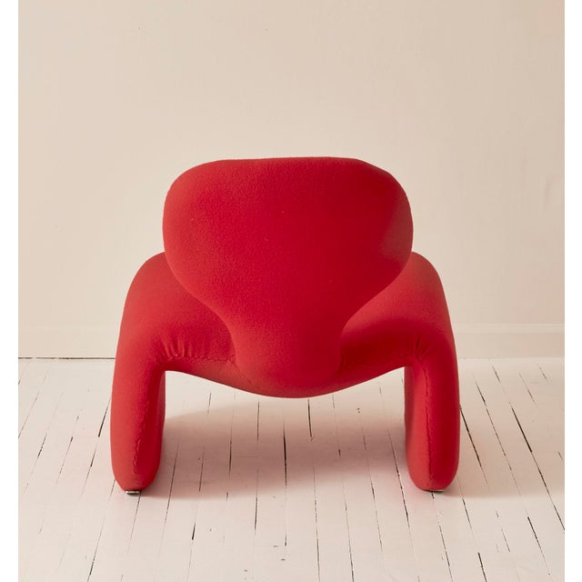 Mid-Century Modern Olivier Mourgue Red Djinn Chair by for Airborne, 1960s, French Design For Sale - Image 3 of 8
