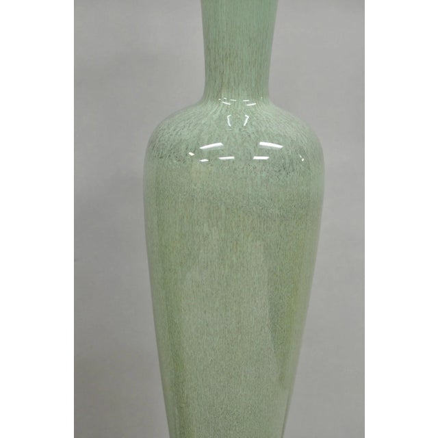Mid 20th Century Vintage Mid Century Modern Celadon Green Porcelain Sinuous Urn Table Lamp - Pair For Sale - Image 5 of 13