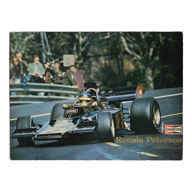 Champion Advertising Poster of Ronnie Peterson in John Player Special Lotus, 1973 For Sale
