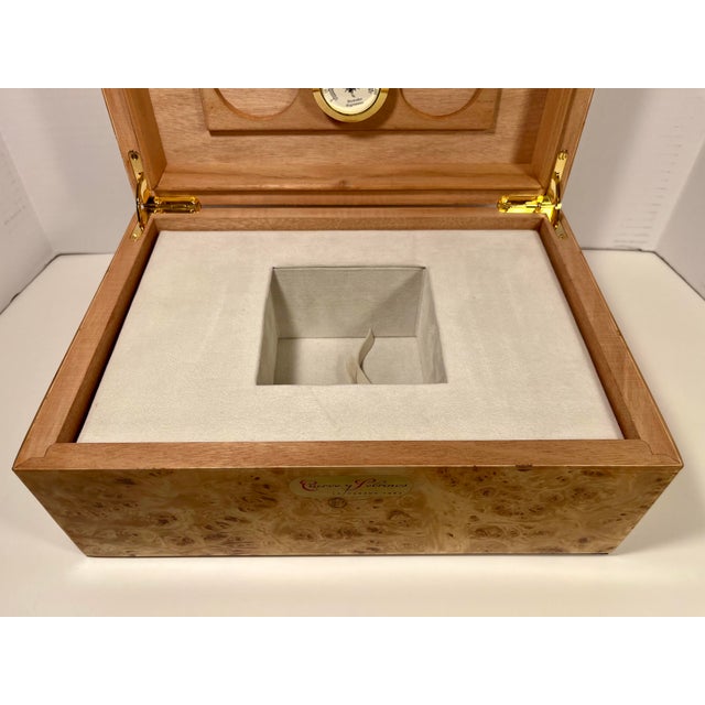 Wood Cuervo Y Sobrinos Swiss-Made Polished Maple Wood Watch & Cigar Presentation Box For Sale - Image 7 of 13