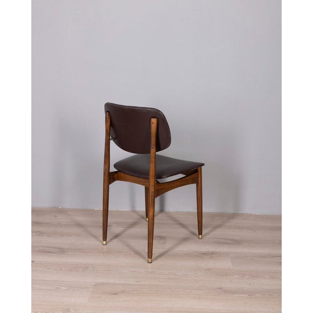 Castelli Vintage Wood and Leather Chairs by Anonima Castelli from Castelli, 1960s, Set of 8 For Sale - Image 4 of 16