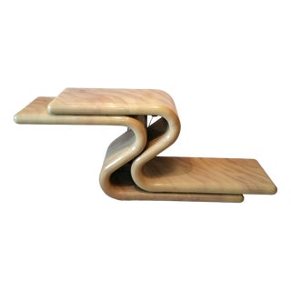 Vintage S-Shaped American Lacquered Console Table in the style of Karl Springer, 1980s For Sale