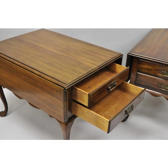 Vintage Pennsylvania House Cherry Wood Drop Leaf Pembroke End Tables - A Pair For Sale - Image 13 of 18