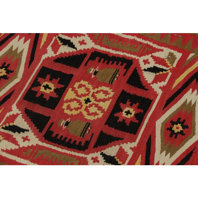 Handwoven in wool circa 1880-1890, this 1x1 antique Swedish tapestry flatweave is a rich treasure from the Scandinavian...