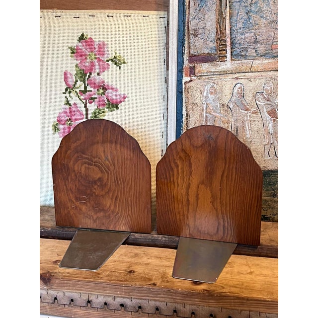 Wood Vintage Handpainted Duck Motif Bookends- a Pair For Sale - Image 7 of 8