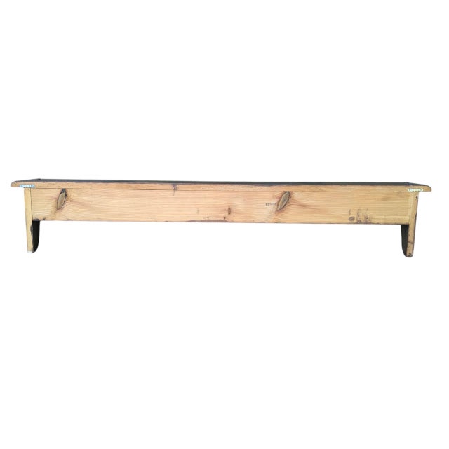 Vintage Farmhouse English Cottage Wooden Wall Shelf With Peg Hooks For Sale - Image 13 of 17