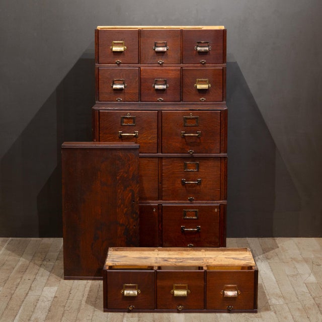 Monumental Mahogany Yawman and Erbe 15 Drawer Modular File Cabinet c.1910 For Sale - Image 17 of 18