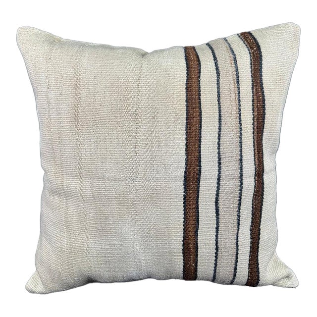 Turkish Hemp Pillow Cushion Natural Beige Brown Pillow Cushion Cover 24"x24" For Sale