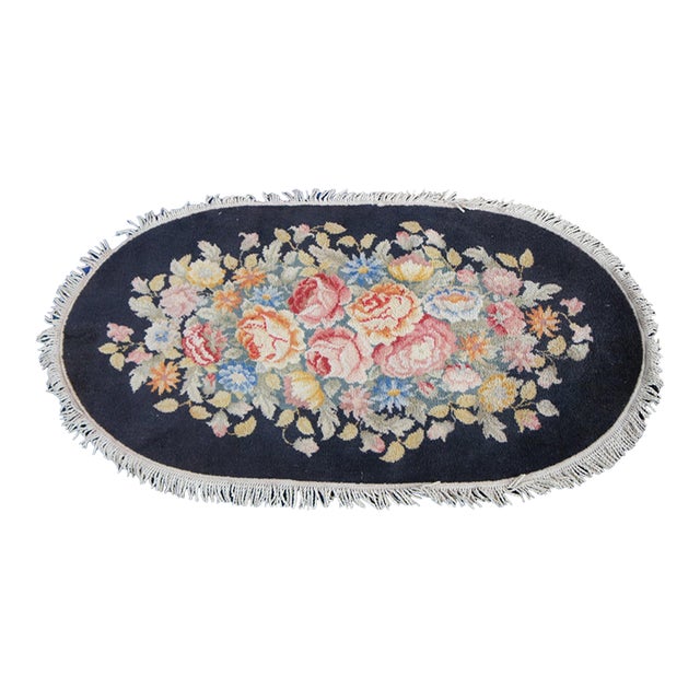 Karastan Decorette Floral Bouquet Modern Oval Area Rug Mat 60" For Sale