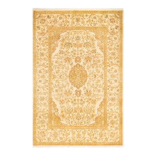 Mogul, One-of-a-Kind Hand-Knotted Area Rug - Ivory, 4' 1" x 6' 2" For Sale
