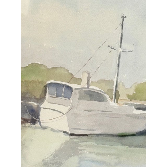 1990s Large Watercolor of Charleston Harbor by Zenobia Stockton For Sale In Washington DC - Image 6 of 6