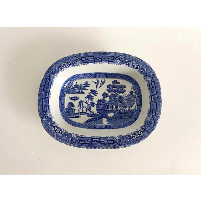 Ceramic Antique English Blue Willow Serving Bowl For Sale - Image 7 of 7