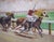 Mid 20th Century Field of Seven Race Horses Rounding the Corner For Sale - Image 4 of 4