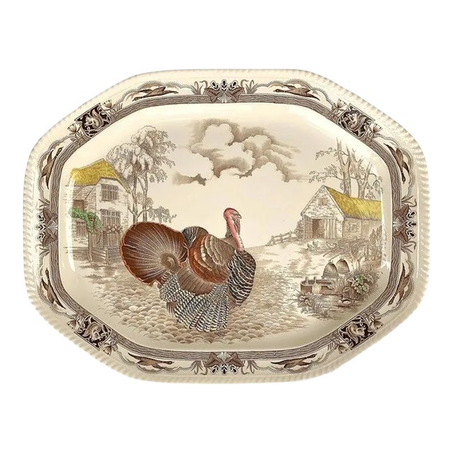 English Transferware Large Turkey Platter, Barnyard King by Johnson Brothers For Sale
