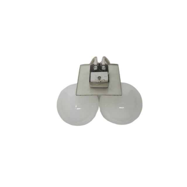 White Two-Armed Wall Lamp from Elmet Zabrze, 1970s For Sale - Image 8 of 10