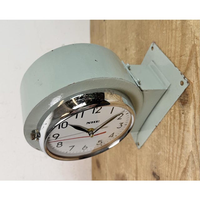 Industrial Vintage Green Double-Sided Ship Wall Clock from NHE, 1980s For Sale - Image 3 of 18